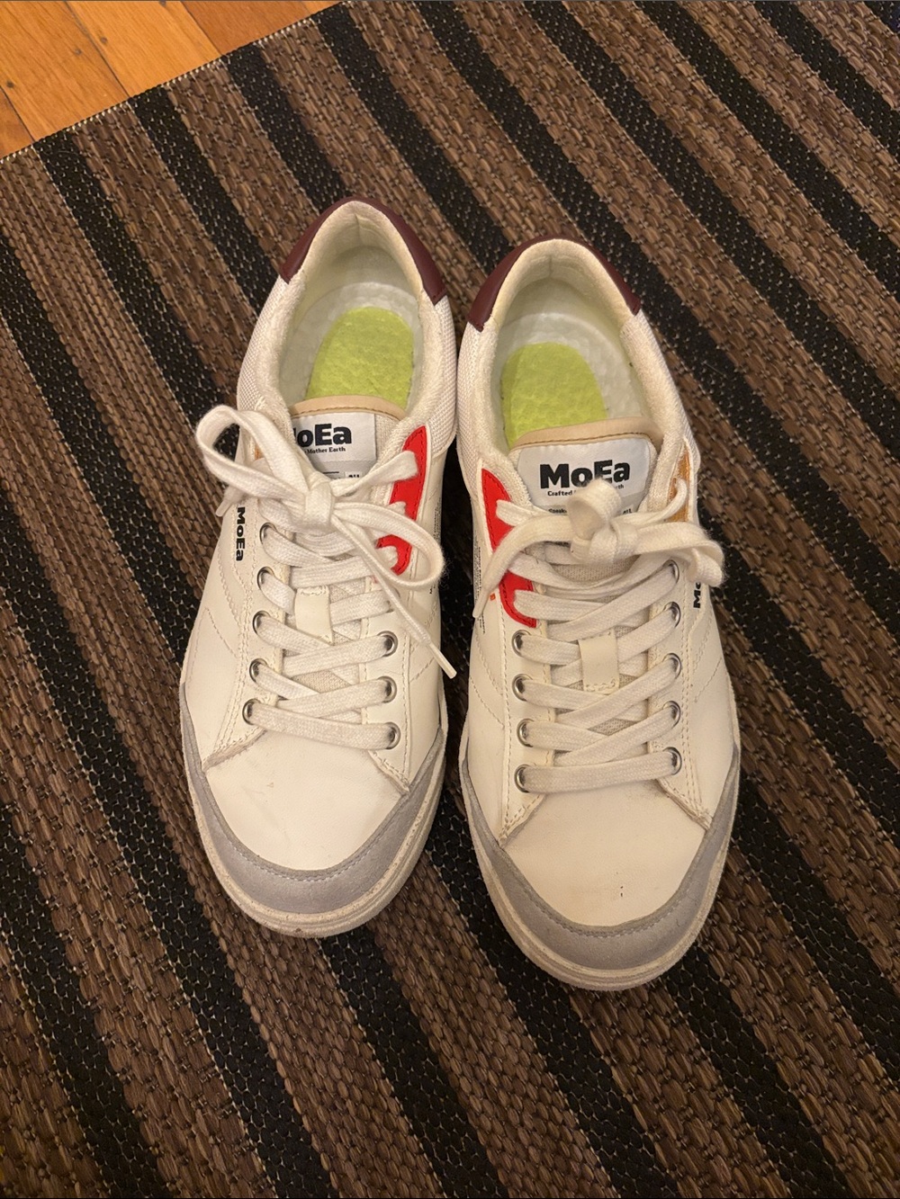 Women's White Athletic Sneakers with Red Accent